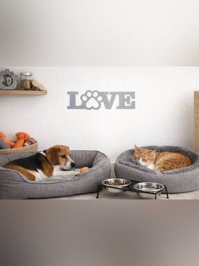 silver love paw print wall decal sign